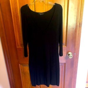 Black knee length 3/4 sleeve sweater dress